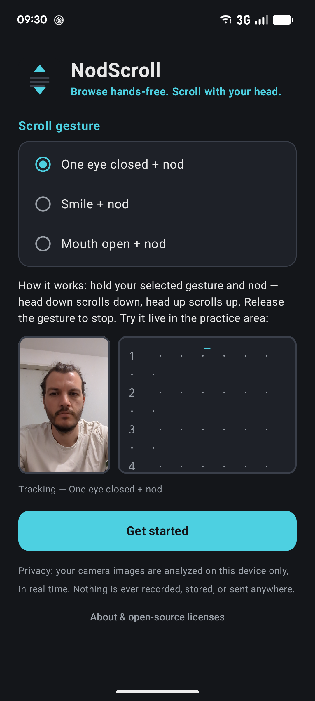 Gesture picker intro screen